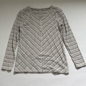 Talbots Black and White Striped Top